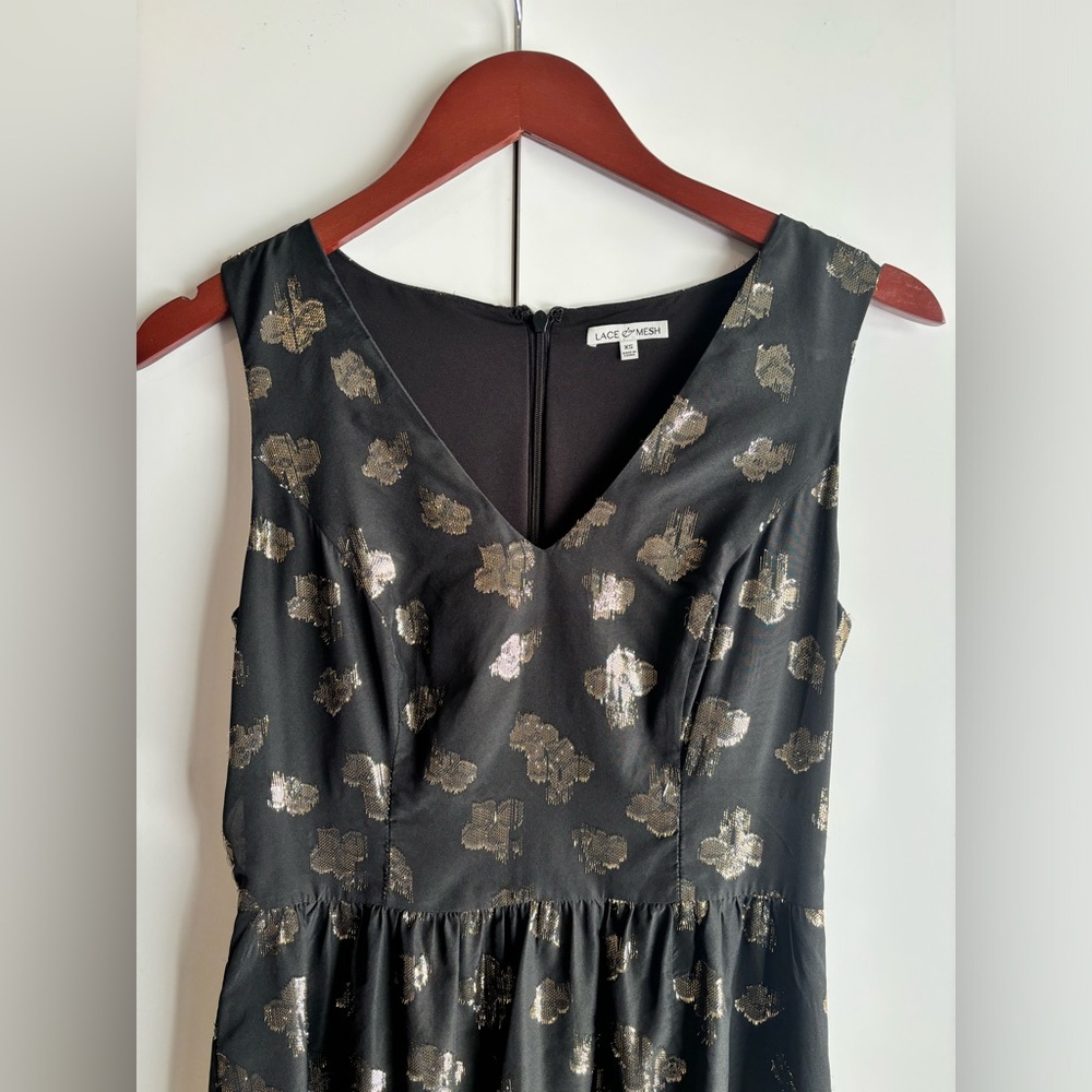 Black and gold metallic gown